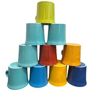Fiesta Coffee Mugs Set of 10 Mixed Colors Factory Seconds Homer Laughlin Ceramic